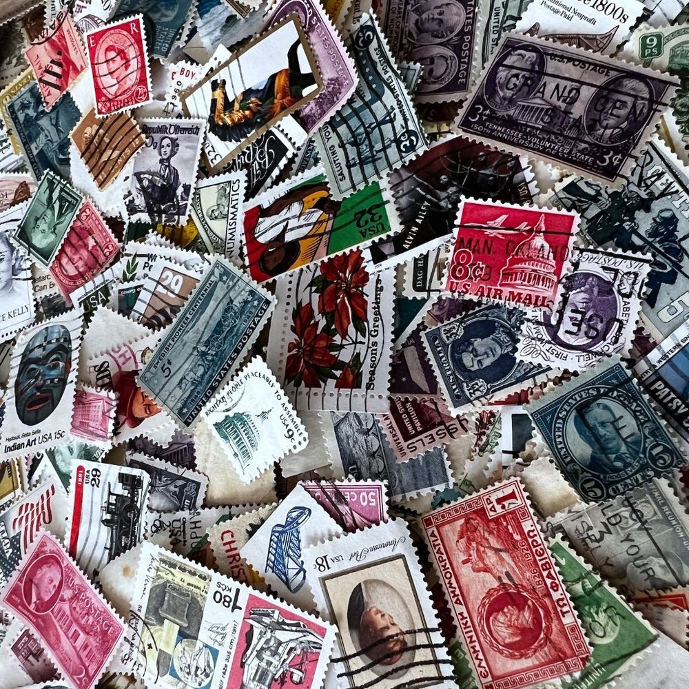 500+ Postage Stamps mix, used, Craft supplies and ephemera USA